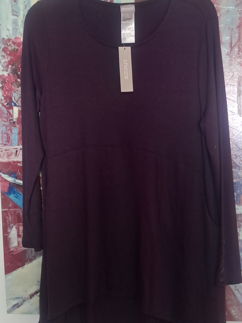 Chico's Long Sleeve Scoop Neck Tunic - Deep Plum